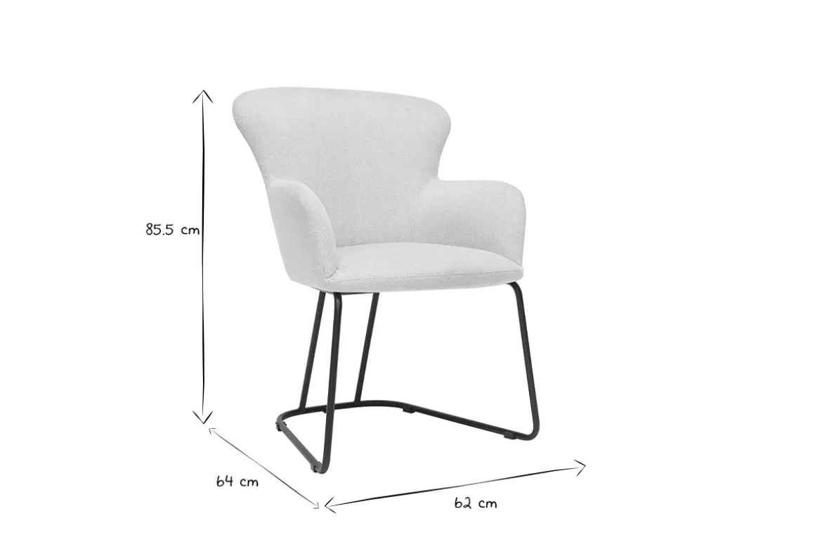 Online Miliboo Silla de tejido efecto aterciopelado texturizado beige y metal negro BRITT