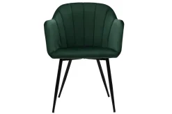 Fashion Miliboo Silla diseño de terciopelo verde y patas de metal negro MILLY