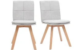 Discount Miliboo Silla escandinava tejido gris patas madera clara lote de 2 THEA