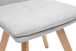 Discount Miliboo Silla escandinava tejido gris patas madera clara lote de 2 THEA