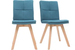 Outlet Miliboo Silla escandinava tejido azul patas madera clara lote de 2 THEA