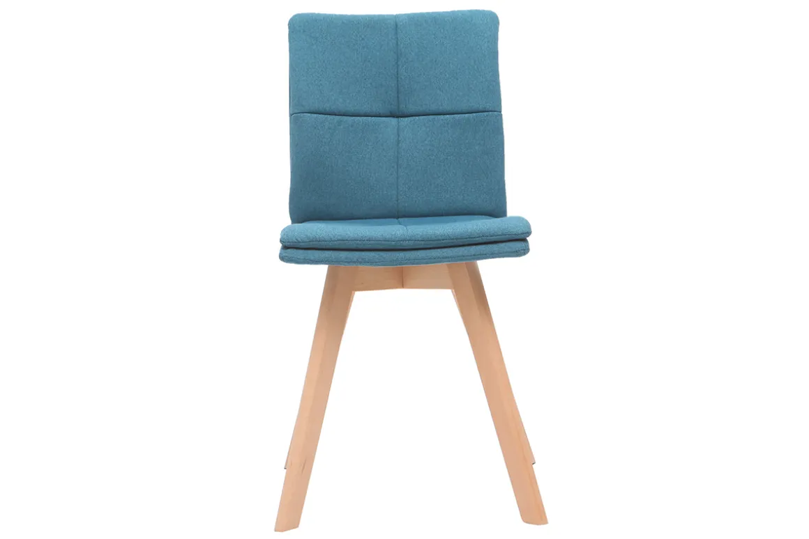 Outlet Miliboo Silla escandinava tejido azul patas madera clara lote de 2 THEA
