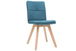 Outlet Miliboo Silla escandinava tejido azul patas madera clara lote de 2 THEA