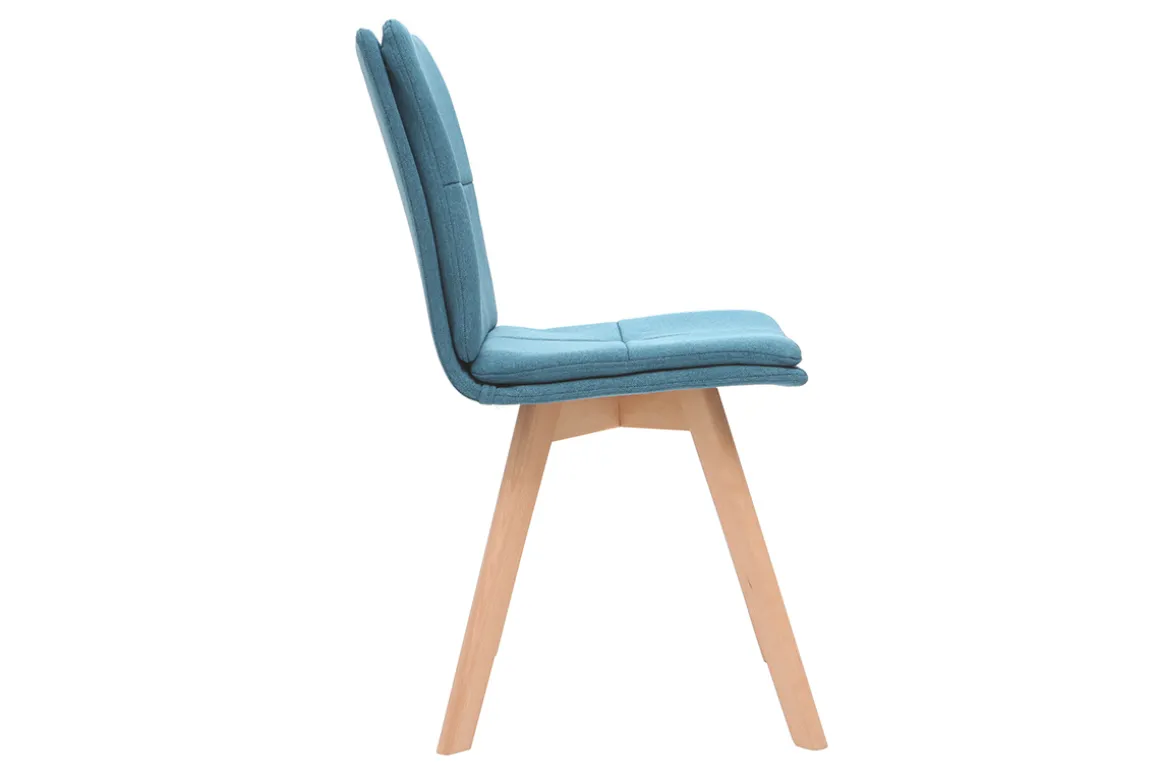 Outlet Miliboo Silla escandinava tejido azul patas madera clara lote de 2 THEA