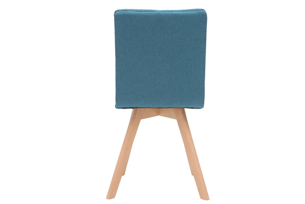 Outlet Miliboo Silla escandinava tejido azul patas madera clara lote de 2 THEA