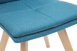 Outlet Miliboo Silla escandinava tejido azul patas madera clara lote de 2 THEA
