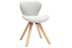Discount Miliboo Silla escandinava tejido gris patas madera clara ANYA