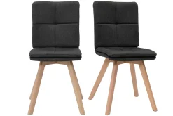 Best Sale Miliboo Silla escandinava tejido gris patas madera clara lote de 2 THEA