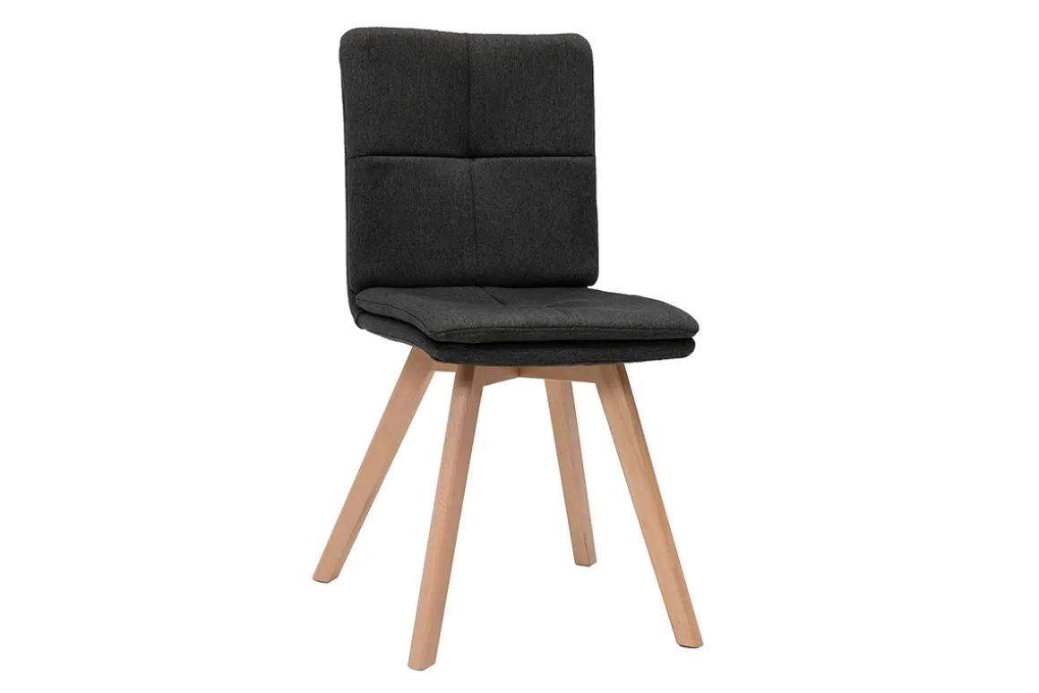 Best Sale Miliboo Silla escandinava tejido gris patas madera clara lote de 2 THEA