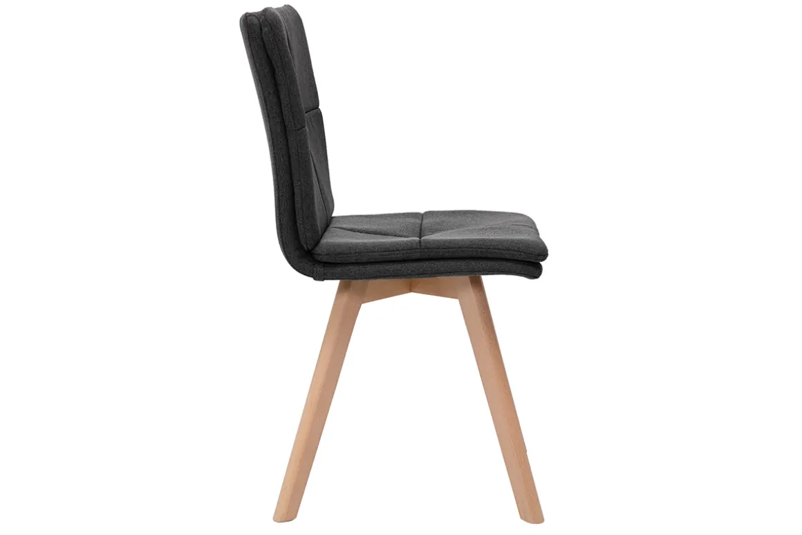 Best Sale Miliboo Silla escandinava tejido gris patas madera clara lote de 2 THEA
