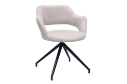 Cheap Miliboo Silla giratoria 360° de terciopelo texturizado beige y metal negro JESSY