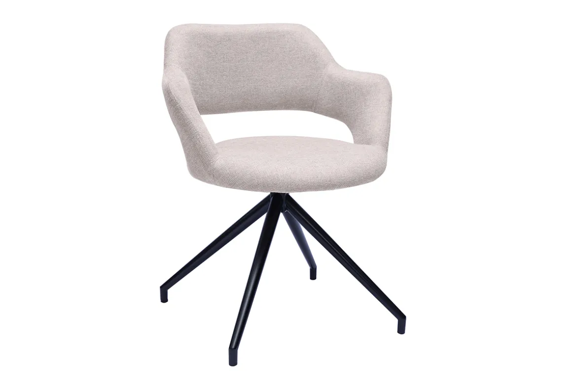 Cheap Miliboo Silla giratoria 360° de terciopelo texturizado beige y metal negro JESSY