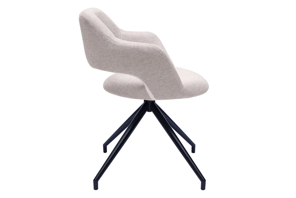 Cheap Miliboo Silla giratoria 360° de terciopelo texturizado beige y metal negro JESSY
