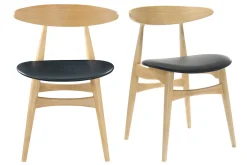 Cheap Miliboo Silla madera clara y PU negro escandinavo japonés (lote de 2) WALFORD
