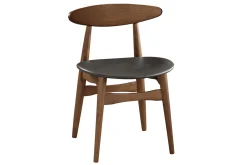 Hot Miliboo Silla madera oscura y PU negro escandinavo japonés (lote de 2) WALFORD