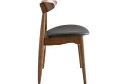Hot Miliboo Silla madera oscura y PU negro escandinavo japonés (lote de 2) WALFORD