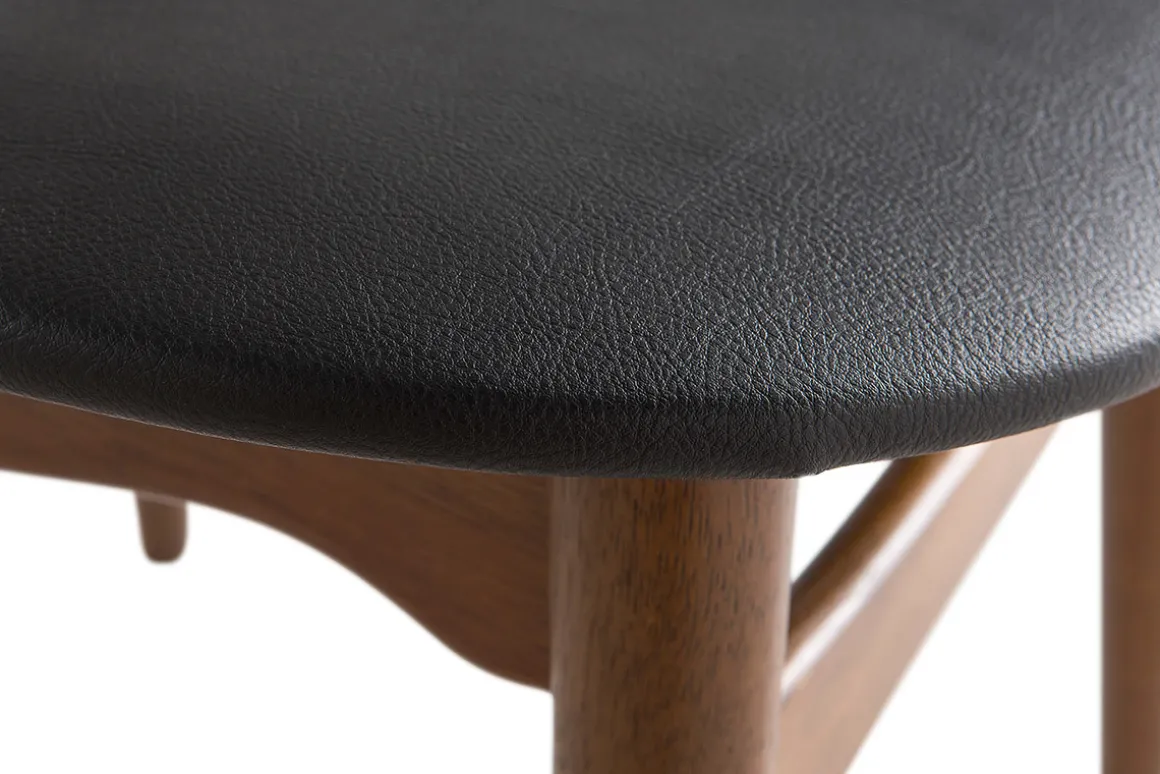 Hot Miliboo Silla madera oscura y PU negro escandinavo japonés (lote de 2) WALFORD