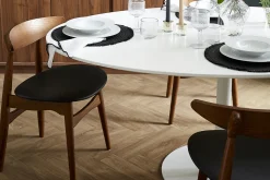 Hot Miliboo Silla madera oscura y PU negro escandinavo japonés (lote de 2) WALFORD
