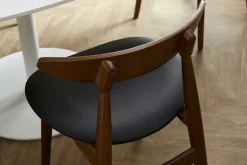Hot Miliboo Silla madera oscura y PU negro escandinavo japonés (lote de 2) WALFORD