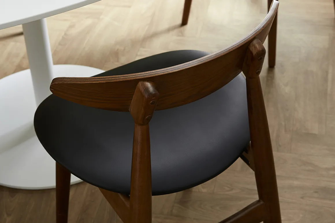 Hot Miliboo Silla madera oscura y PU negro escandinavo japonés (lote de 2) WALFORD