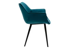 Sale Miliboo Silla moderna en terciopelo azul petróleo y patas metal negro VOLO