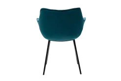 Sale Miliboo Silla moderna en terciopelo azul petróleo y patas metal negro VOLO