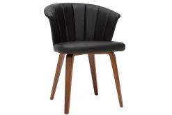 New Miliboo Silla moderna negro y madera oscura ALBIN