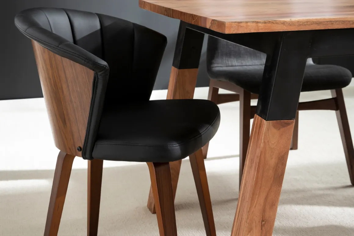 New Miliboo Silla moderna negro y madera oscura ALBIN