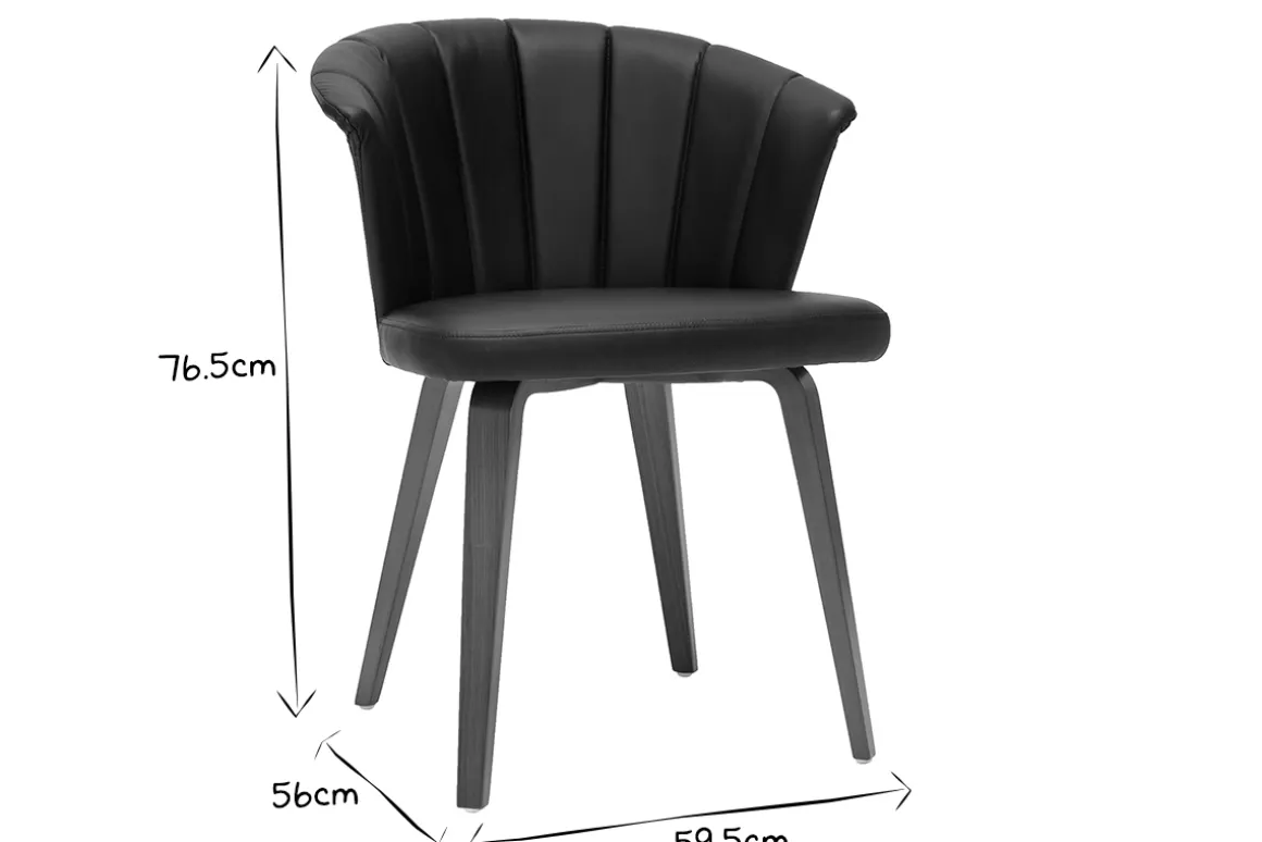 New Miliboo Silla moderna negro y madera oscura ALBIN