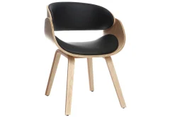 Best Miliboo Silla negra y madera clara nogal BENT