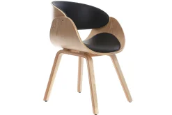 Best Miliboo Silla negra y madera clara nogal BENT