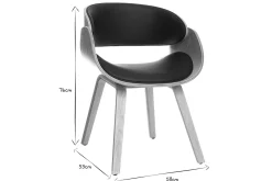 Best Miliboo Silla negra y madera clara nogal BENT