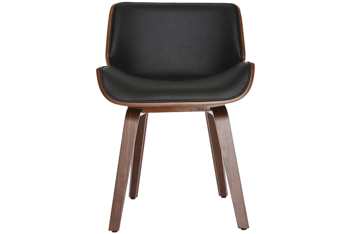 Cheap Miliboo Silla negra y madera oscura nogal RUBBENS