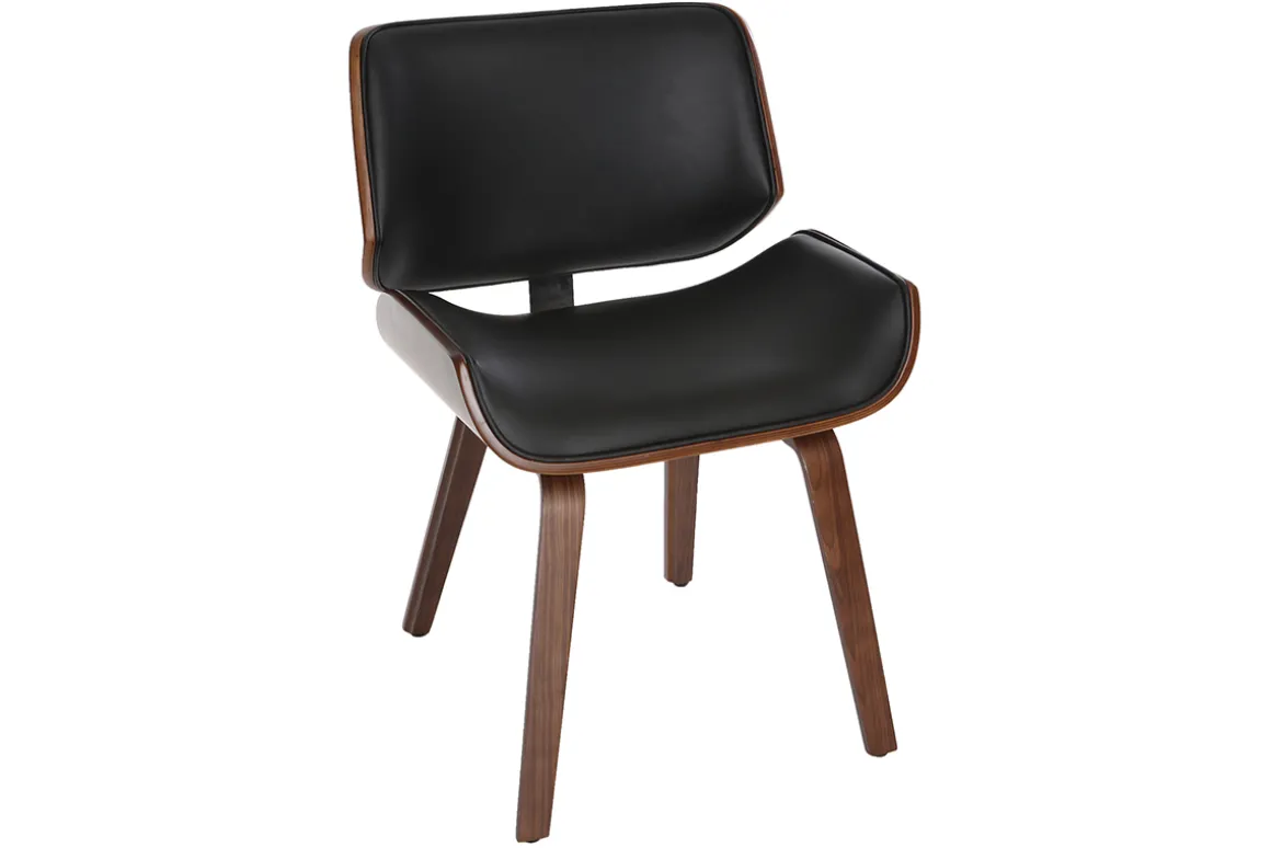 Cheap Miliboo Silla negra y madera oscura nogal RUBBENS