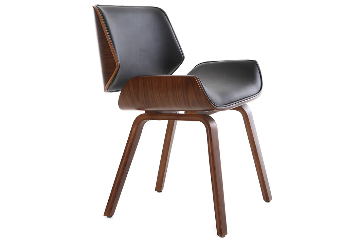 Cheap Miliboo Silla negra y madera oscura nogal RUBBENS