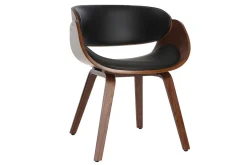 Cheap Miliboo Silla negra y madera oscura nogal BENT