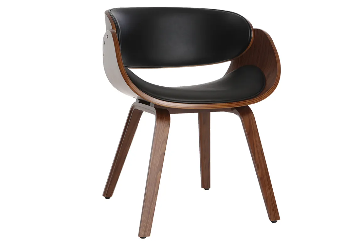Cheap Miliboo Silla negra y madera oscura nogal BENT