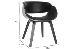 Cheap Miliboo Silla negra y madera oscura nogal BENT