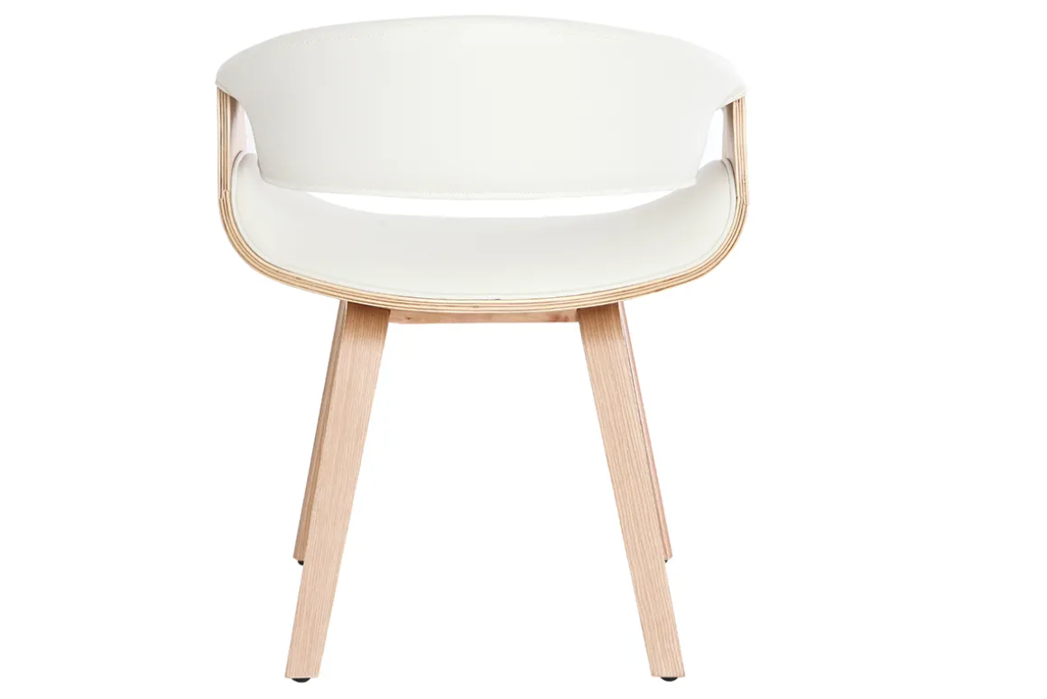 Store Miliboo Silla nórdica blanco y madera clara ARAMIS