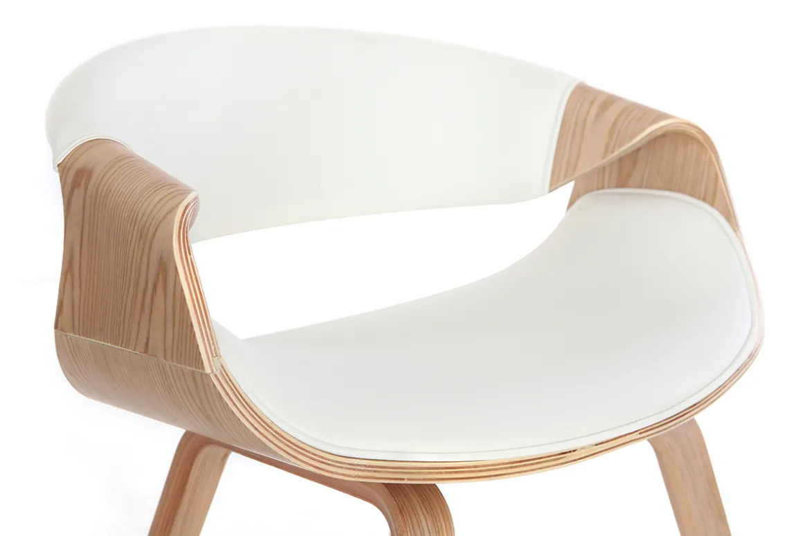 Store Miliboo Silla nórdica blanco y madera clara ARAMIS