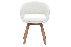 Hot Miliboo Silla nórdica de borreguillo blanco y madera clara maciza PRISMA