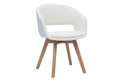 Hot Miliboo Silla nórdica de borreguillo blanco y madera clara maciza PRISMA