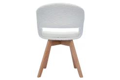 Hot Miliboo Silla nórdica de borreguillo blanco y madera clara maciza PRISMA