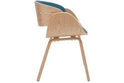 Cheap Miliboo Silla tejido azul petróleo y madera clara BENT