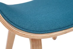 Cheap Miliboo Silla tejido azul petróleo y madera clara BENT