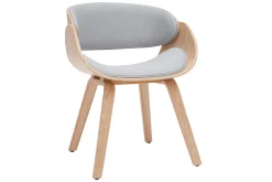 Best Miliboo Silla tejido gris y madera clara BENT