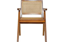 Clearance Miliboo Silla vintage de teca maciza y ratán JANNIE