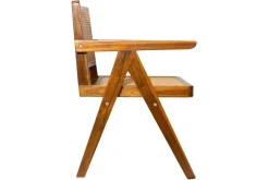 Clearance Miliboo Silla vintage de teca maciza y ratán JANNIE