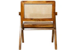 Clearance Miliboo Silla vintage de teca maciza y ratán JANNIE
