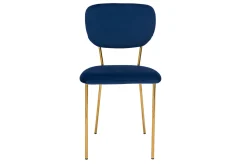 Best Miliboo Sillas modernas en terciopelo azul y estructura en metal dorado - lote de 2 LEPIDUS